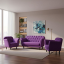 Ver imagem 2 de Kit Namoradeira + 2 Poltronas Decorativa Dália Veludo Roxo