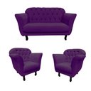 Ver imagem 3 de Kit Namoradeira + 2 Poltronas Decorativa Dália Veludo Roxo