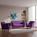 Ver imagem 1 de Kit Namoradeira + 2 Poltronas Decorativa Dália Veludo Roxo