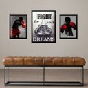 Ver imagem 1 de Set 3 Quadros Decorativos Esporte Boxe:moldura Branca