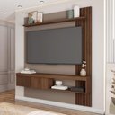 Ver imagem 4 de Painel para TV Cristal 60 150cm MDF-MDP com Nicho Ripado Fendi e Havana Sallar Home