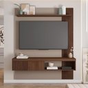 Ver imagem 2 de Painel para TV Cristal 60 150cm MDF-MDP com Nicho Ripado Fendi e Havana Sallar Home