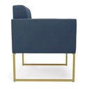 Ver imagem 2 de Kit 1 Sofá Namoradeira e 1 Poltrona Elisa Suede Azul Marinho Base Metálica Industrial Dourada -