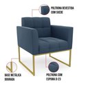 Ver mais imagens de Kit 1 Sofá Namoradeira e 1 Poltrona Elisa Suede Azul Marinho Base Metálica Industrial Dourada -