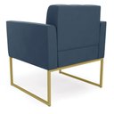 Ver imagem 3 de Kit 1 Sofá Namoradeira e 1 Poltrona Elisa Suede Azul Marinho Base Metálica Industrial Dourada -