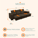 Ver imagem 3 de Sofá Retrátil e Reclinável 2,30m 3 Lugares Molas Helicoidais Suede Bali Marrom
