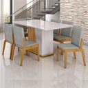 Ver imagem 2 de Kit Mesa de Jantar Harmonia com 6 Cadeiras Sinfonia em Linho Naturale/off White/cinza