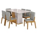Ver imagem 1 de Kit Mesa de Jantar Harmonia com 6 Cadeiras Sinfonia em Linho Naturale/off White/cinza