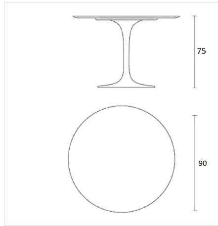 Mesa de Jantar Tulipa Saarinen Redonda 90cm Tampo Freijó Base Preta - 2