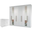 Ver imagem 1 de Guarda-roupa Casal Havana Master Vip 8 Portas 4 Gavetas com Espelho e Cômoda 1 Porta 4 Gavetas Santo
