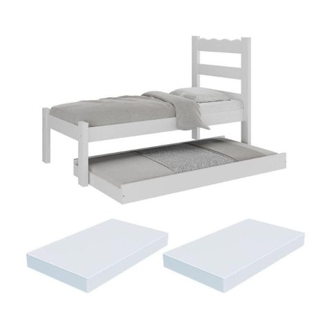 Bicama de Madeira Maciça com Colchão Incluso Multimóveis Cr35258 Branco