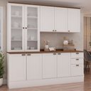 Ver imagem 1 de Cozinha Completa Iluminata 9 Portas 3 Gavetas 100% Mdf com Vidro Branco/ébano - Genialflex