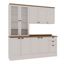 Ver imagem 2 de Cozinha Completa Iluminata 9 Portas 3 Gavetas 100% Mdf com Vidro Branco/ébano - Genialflex