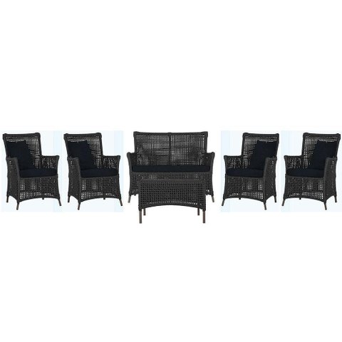 Jogo Sofá 4 Poltronas e Mesa Igapó Marrom E12 Trama Original Preto