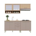 Ver imagem 2 de Cozinha Compacta 100 Mdf 4 Peças com Tampo e Vidro Canelado 200cm Duna Luciane Móveis