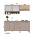 Ver imagem 4 de Cozinha Compacta 100 Mdf 4 Peças com Tampo e Vidro Canelado 200cm Duna Luciane Móveis