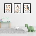 Ver imagem 2 de Kit 3 Quadros Quarto Infantil Tema Passarinhos e Flores 33x24cm - com Vidro:moldura Preta