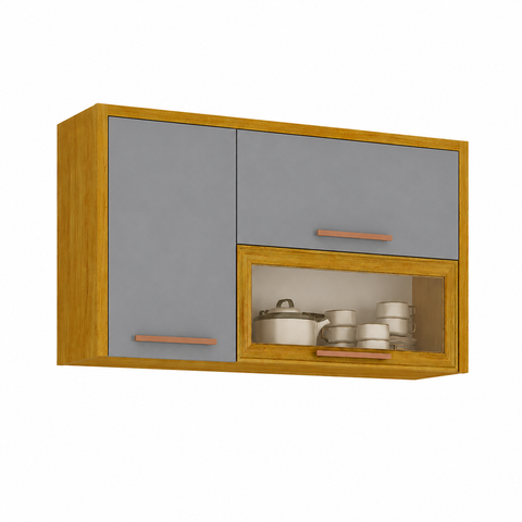 Aéreo Cozinha 3 Portas Dália - Cinamomo/Cinza - Cucina