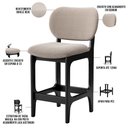 Ver imagem 4 de Banqueta Baixa Bar Cozinha e Sala de Jantar Fixa Betta L02 Preto Bouclê Bege - Lyam Decor