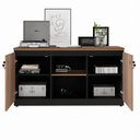 Ver imagem 4 de Armário para Escritório Baixo 2 Portas com Chave 3 Prateleiras Yaris Yar1373 Office Marrom/preto
