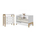 Ver imagem 1 de Jogo de Quarto Infantil Fantasia Cômoda e Berço Mini Cama Branco Acetinado - Qmovi