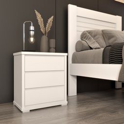 Mesa de Cabeceira 3 Gavetas Stillus - 1 Mesa de Cabeceira 3 Gavetas Stillus - 1