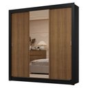 Ver mais imagens de Guarda-roupa Casal 3 Portas de Correr com Espelho 2 Gavetas Preto/rustic Sublime Madesa Preto/rustic