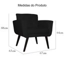 Ver imagem 3 de Poltrona Decorativa Geovana Suede Preto Pés Madeira Mz Decor
