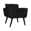 Ver imagem 2 de Poltrona Decorativa Geovana Suede Preto Pés Madeira Mz Decor