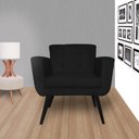 Ver imagem 4 de Poltrona Decorativa Geovana Suede Preto Pés Madeira Mz Decor