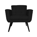 Ver imagem 1 de Poltrona Decorativa Geovana Suede Preto Pés Madeira Mz Decor