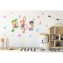 Ver imagem 1 de Adesivo de Parede Crianças e Notas Musicais Kids