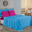 Ver imagem 1 de Jogo Cama Casal Nobre 4 Peças Lençol Elástico 30cm Altura 100% Algodão Turquesa Pink