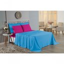 Ver imagem 4 de Jogo Cama Casal Nobre 4 Peças Lençol Elástico 30cm Altura 100% Algodão Turquesa Pink
