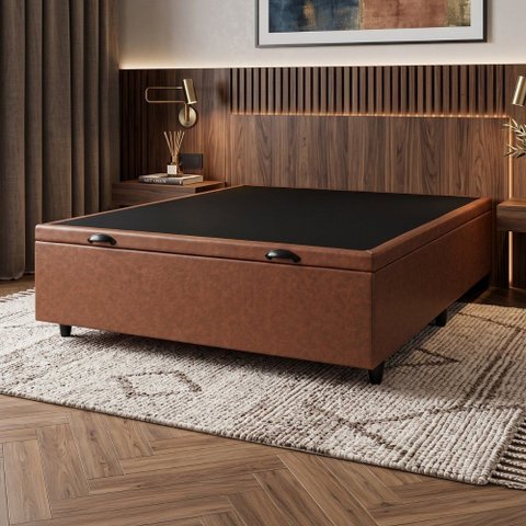 Cama Box com Baú Casal 1,38m Prince em Revestimento Sintético
