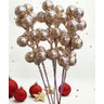 Kit 96 Frutas Galhos Artificiais Glitter Dourado Natal 18cm - 2