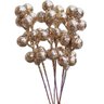 Kit 96 Frutas Galhos Artificiais Glitter Dourado Natal 18cm - 1