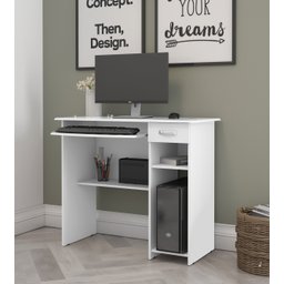 Mesa para Computador Viena 1 Gaveta Space Cor Branco - Jm Casa Dos Móveis - 2