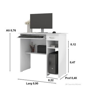 Mesa para Computador Viena 1 Gaveta Space Cor Branco - Jm Casa Dos Móveis