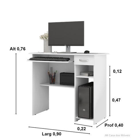 Mesa para Computador Viena 1 Gaveta Space Cor Branco - Jm Casa Dos Móveis