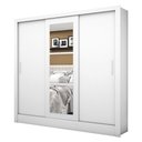 Ver imagem 3 de Guarda-roupa Solteiro Bologna 3 Portas de Correr com Espelho Branco - Pnr Móveis