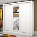 Ver imagem 1 de Guarda-roupa Solteiro Bologna 3 Portas de Correr com Espelho Branco - Pnr Móveis