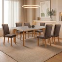Ver imagem 1 de Mesa de Jantar Liz 6 Cadeiras Lira Tampo MDF com Vidro