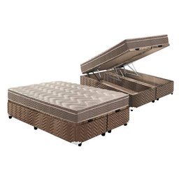 Cama Box Baú King Colchão Ortopédico Paropas D33 Confort Ultra Firme + Base Crc Suede Clean( - 1