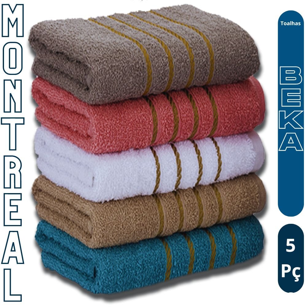 Kit 5 Toalhas de Banho Grossas Banhão 70 X 140 Montreal Beka Alta Absorção - 3