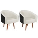 Ver imagem 1 de Kit 02 Poltronas Luiza Pés Palito Factor Preto e Linho - ADJ Decor