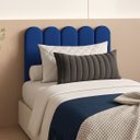 Ver imagem 1 de Cabeceira Solteiro Design Nuvem 45cm 5 Placas em Suede Macio:azul Marinho