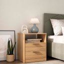 Ver imagem 1 de Mesa de Cabeceira Divino em Mdf 56,7x65cm 2 Gavetas Olmo 1156