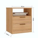 Ver imagem 3 de Mesa de Cabeceira Divino em Mdf 56,7x65cm 2 Gavetas Olmo 1156