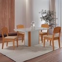 Ver imagem 1 de Mesa de Jantar Isadora 120cm Tampo Mdf Vidro com 4 Cadeiras Copper
